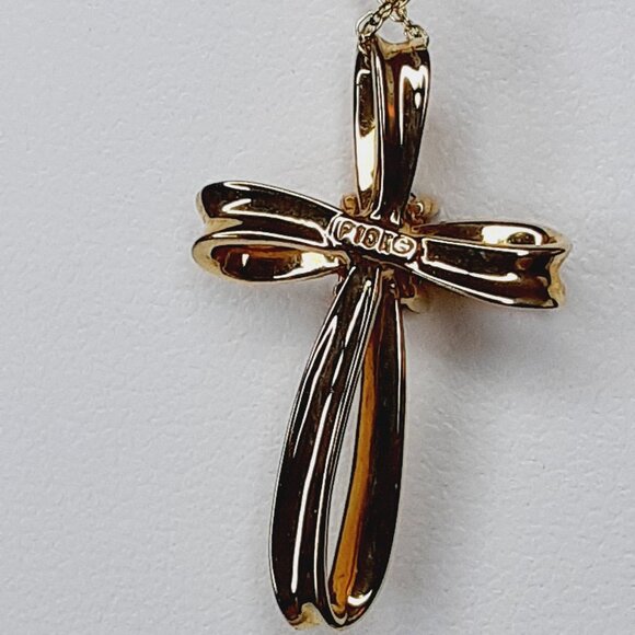 NEW 10kt yellow gold sapphire cross pendant - Picture 3 of 8